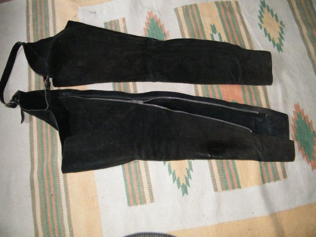 Preview of the first image of BLACK LEATHER 1/2 CHAPS (REDUCED TO £5 ).