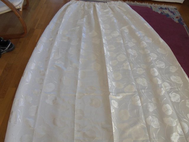 Image 2 of Ivory Sateen Curtains - 66"x 84" - pencil pleat
