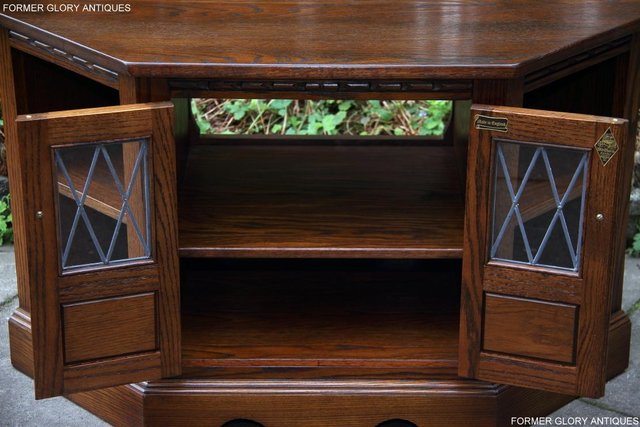 Image 38 of AN OLD CHARM LIGHT OAK CORNER TV DVD CD CABINET STAND TABLE
