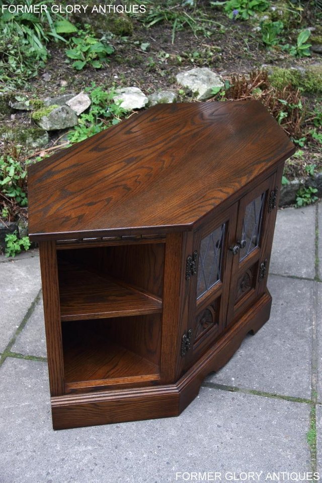 Image 49 of AN OLD CHARM LIGHT OAK CORNER TV DVD CD CABINET STAND TABLE