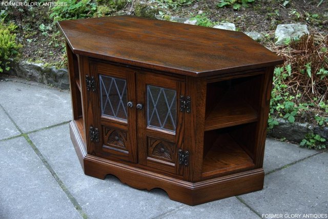 Image 50 of AN OLD CHARM LIGHT OAK CORNER TV DVD CD CABINET STAND TABLE