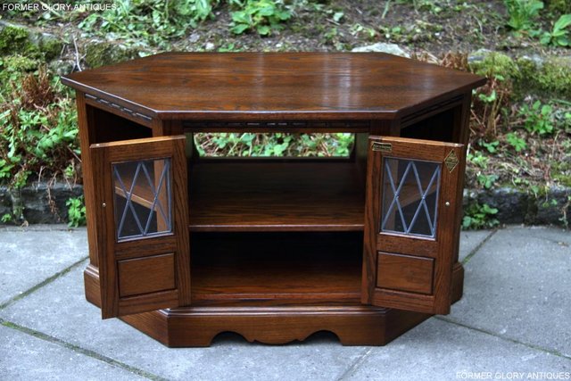 Image 52 of AN OLD CHARM LIGHT OAK CORNER TV DVD CD CABINET STAND TABLE