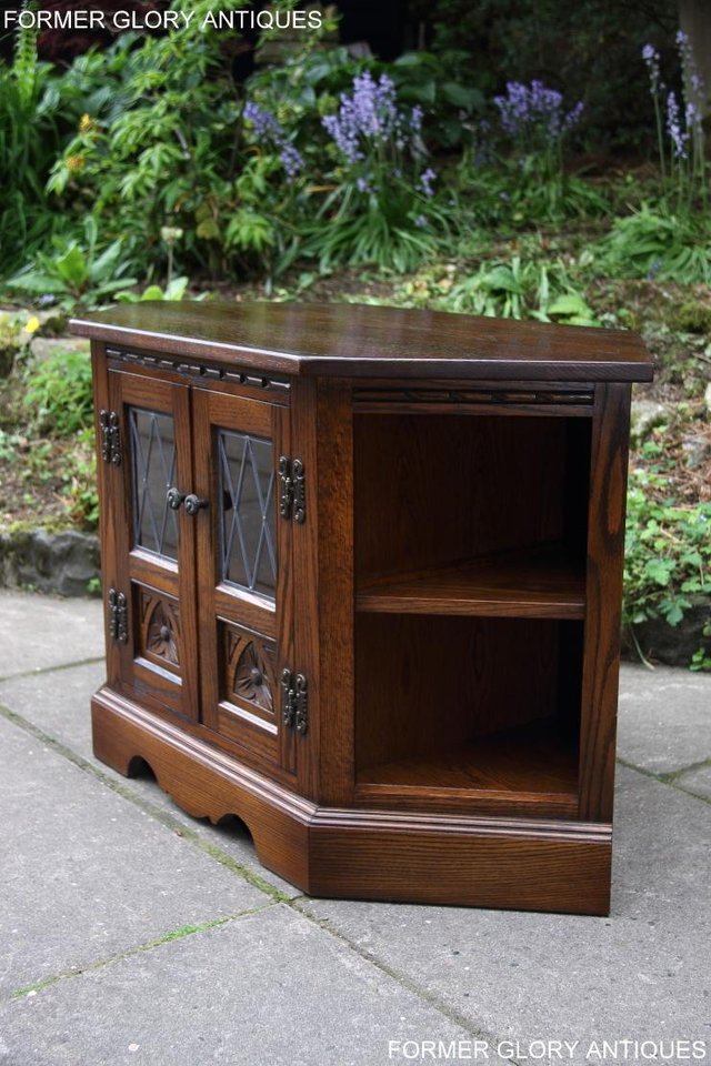Image 57 of AN OLD CHARM LIGHT OAK CORNER TV DVD CD CABINET STAND TABLE