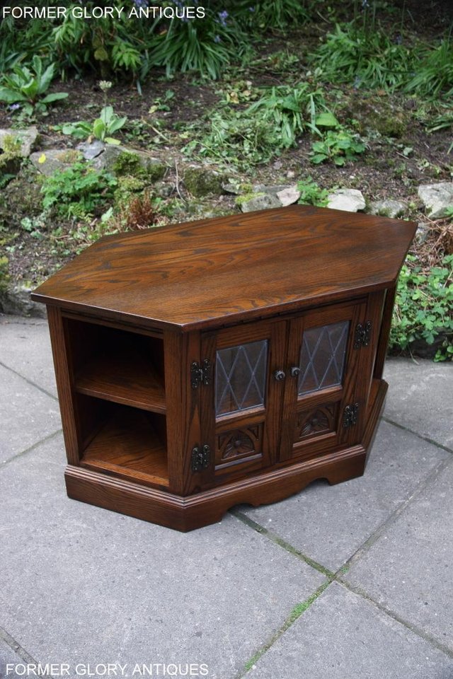 Image 64 of AN OLD CHARM LIGHT OAK CORNER TV DVD CD CABINET STAND TABLE