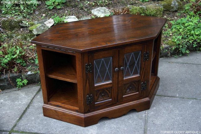 Image 66 of AN OLD CHARM LIGHT OAK CORNER TV DVD CD CABINET STAND TABLE
