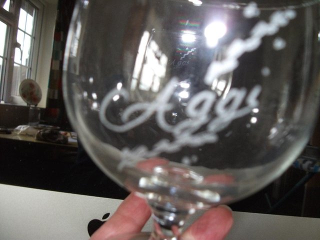 Image 2 of AGG'S ENGRAVED WINE/BRANDY GLASS