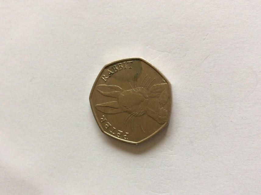 Preview of the first image of 50p coin Peter Rabbit 2016.