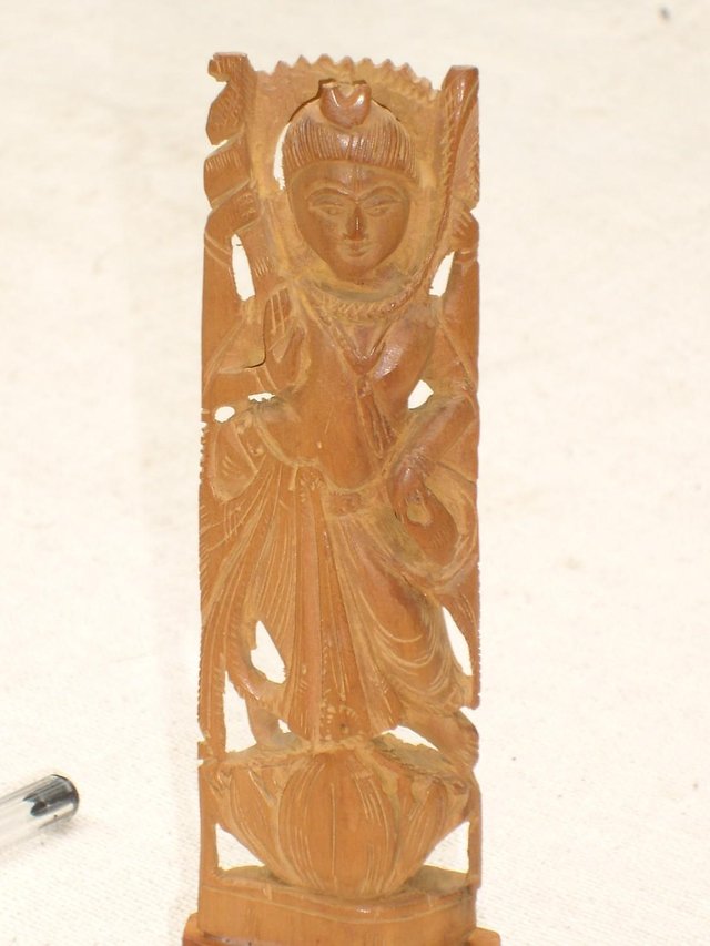 Image 3 of Carved Wood Statue of Lakshmi - 15cm