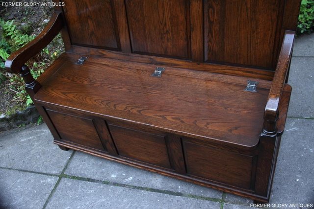 Image 5 of TITCHMARSH & GOODWIN STYLE OAK MONKS BENCH HALL SEAT SETTLE