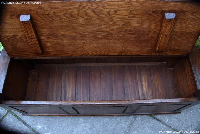Image 12 of TITCHMARSH & GOODWIN STYLE OAK MONKS BENCH HALL SEAT SETTLE