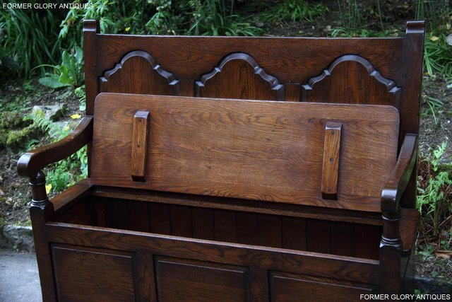 Image 16 of TITCHMARSH & GOODWIN STYLE OAK MONKS BENCH HALL SEAT SETTLE