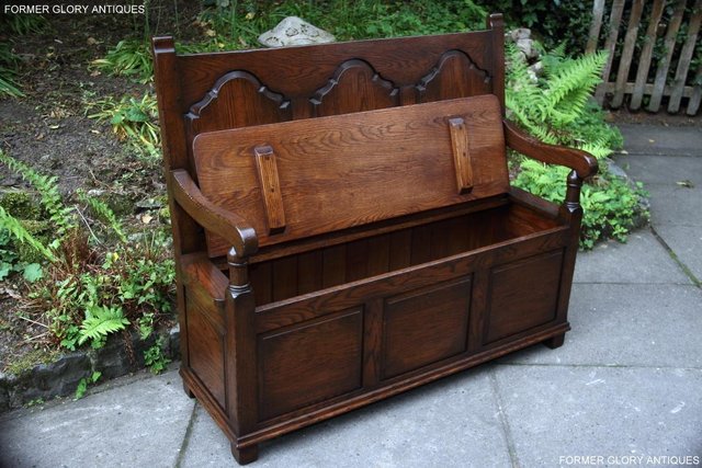 Image 26 of TITCHMARSH & GOODWIN STYLE OAK MONKS BENCH HALL SEAT SETTLE