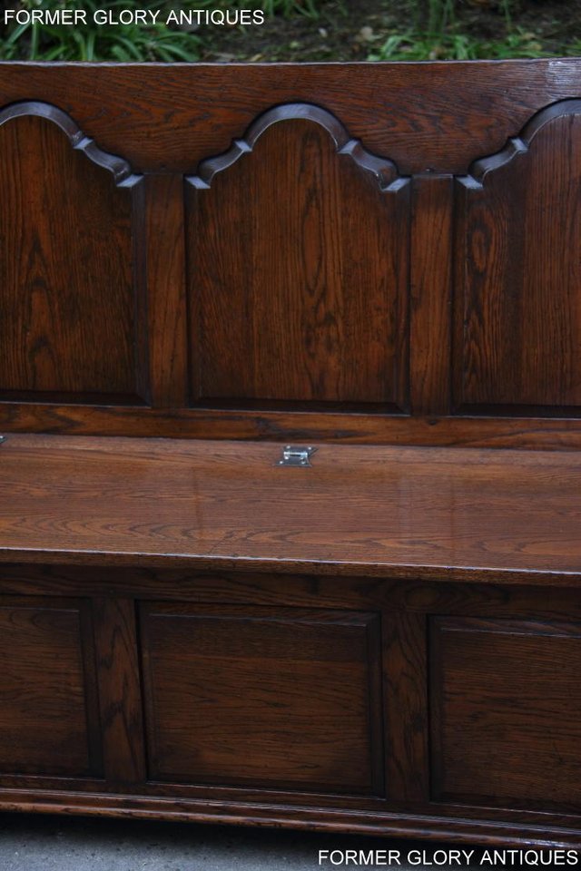 Image 32 of TITCHMARSH & GOODWIN STYLE OAK MONKS BENCH HALL SEAT SETTLE