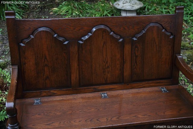 Image 46 of TITCHMARSH & GOODWIN STYLE OAK MONKS BENCH HALL SEAT SETTLE