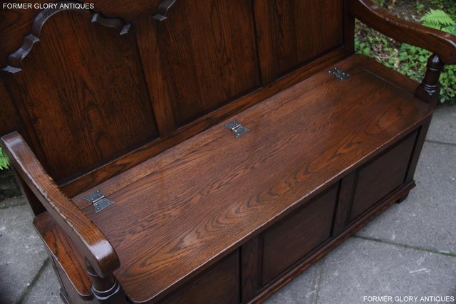 Image 50 of TITCHMARSH & GOODWIN STYLE OAK MONKS BENCH HALL SEAT SETTLE
