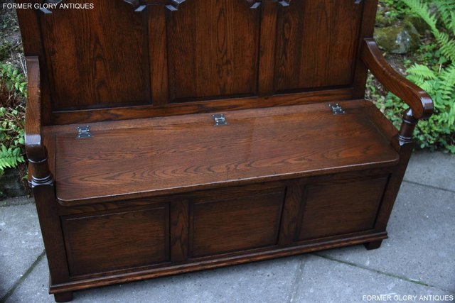 Image 58 of TITCHMARSH & GOODWIN STYLE OAK MONKS BENCH HALL SEAT SETTLE