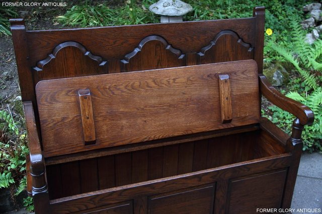 Image 59 of TITCHMARSH & GOODWIN STYLE OAK MONKS BENCH HALL SEAT SETTLE