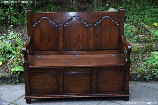 Image 62 of TITCHMARSH & GOODWIN STYLE OAK MONKS BENCH HALL SEAT SETTLE