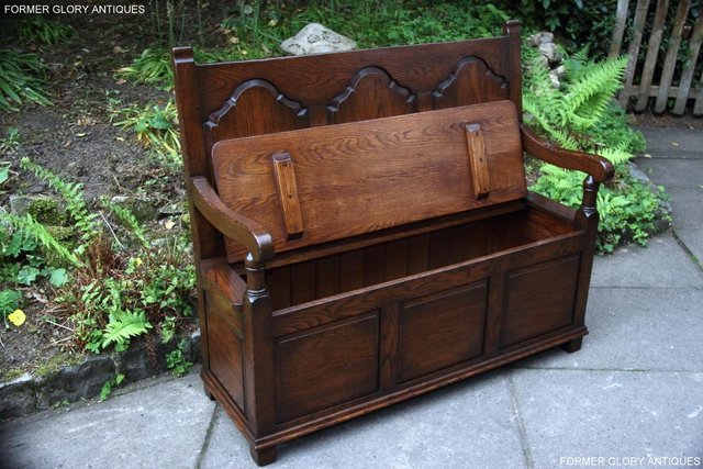 Image 67 of TITCHMARSH & GOODWIN STYLE OAK MONKS BENCH HALL SEAT SETTLE