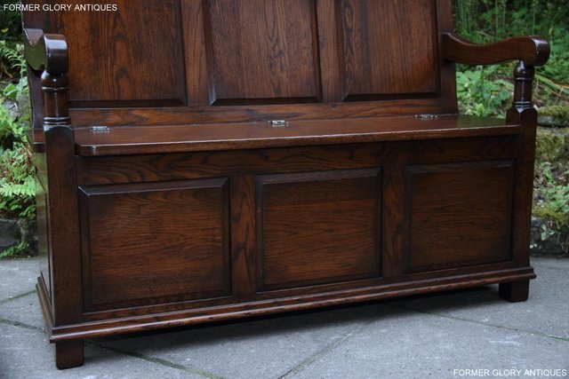 Image 76 of TITCHMARSH & GOODWIN STYLE OAK MONKS BENCH HALL SEAT SETTLE