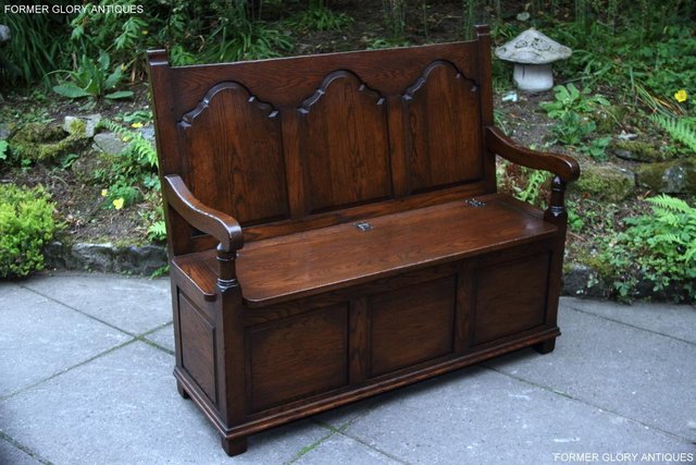 Image 81 of TITCHMARSH & GOODWIN STYLE OAK MONKS BENCH HALL SEAT SETTLE