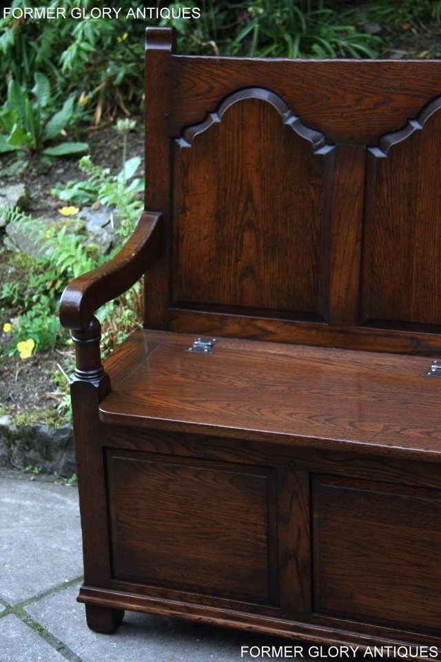 Image 89 of TITCHMARSH & GOODWIN STYLE OAK MONKS BENCH HALL SEAT SETTLE