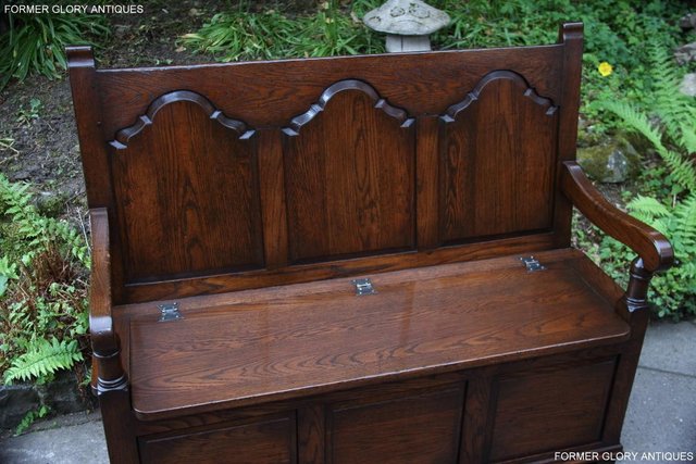 Image 94 of TITCHMARSH & GOODWIN STYLE OAK MONKS BENCH HALL SEAT SETTLE