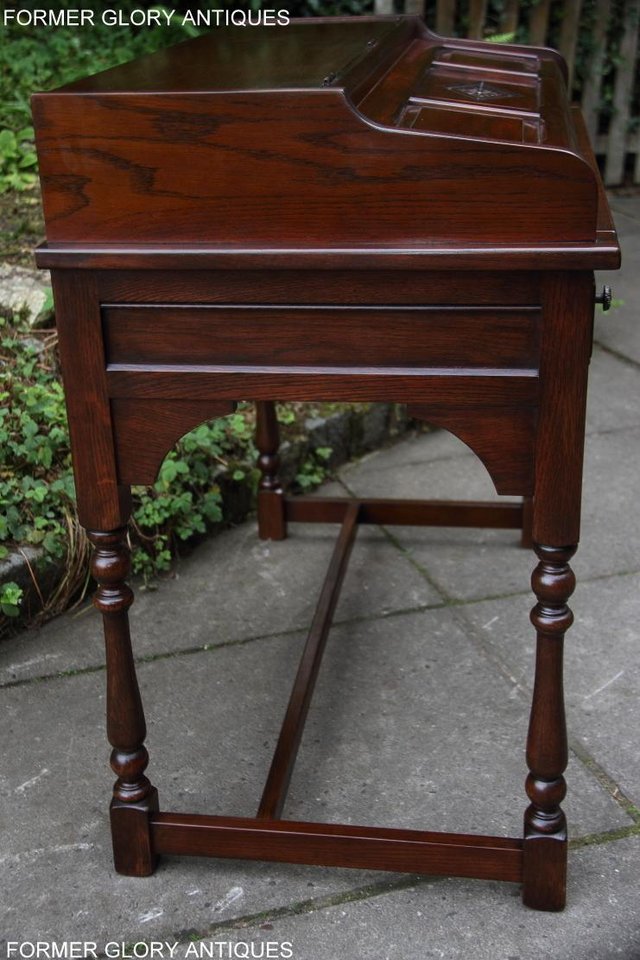 Image 33 of OLD CHARM TUDOR OAK COMPUTER WRITING TABLE LAPTOP DESK STAND