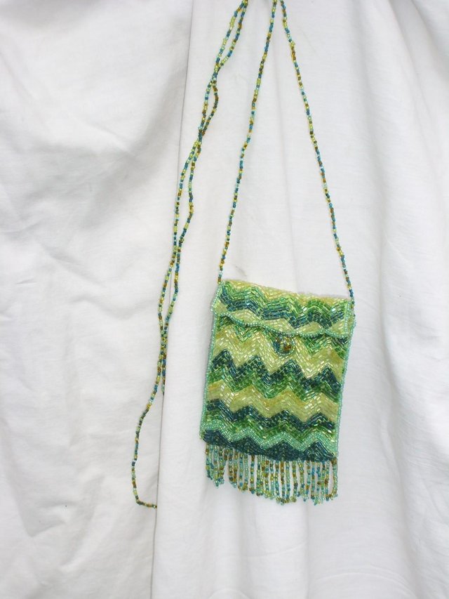 Image 3 of Cute Small Green Beaded Penny Purse/Handbag