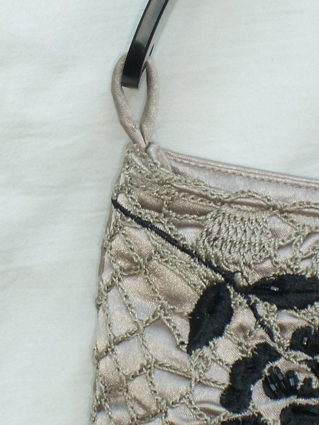Image 2 of Cute Accessorize Beige Satin Fabric Handbag
