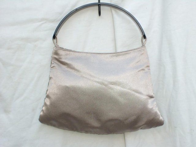 Image 3 of Cute Accessorize Beige Satin Fabric Handbag