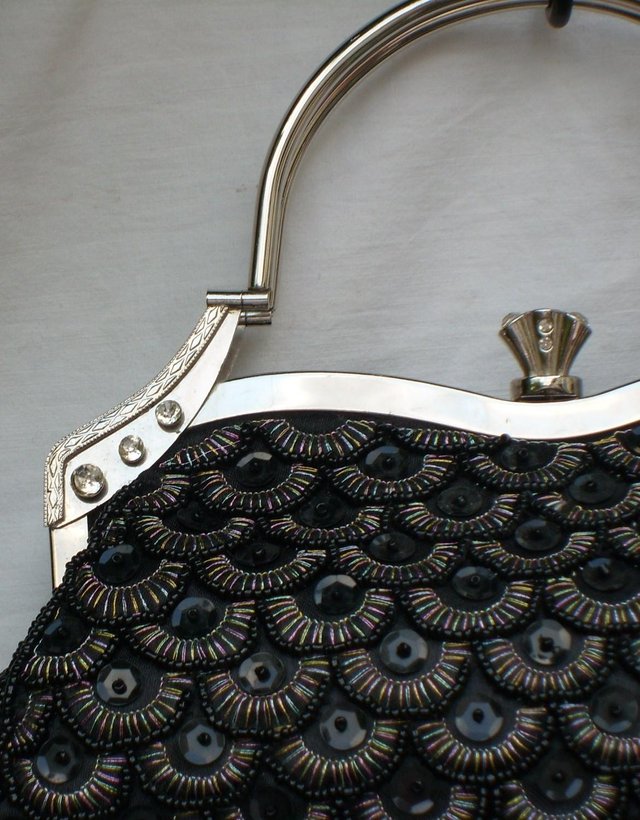 Image 2 of Black Snap Top Sequin Handbag