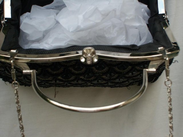 Image 3 of Black Snap Top Sequin Handbag