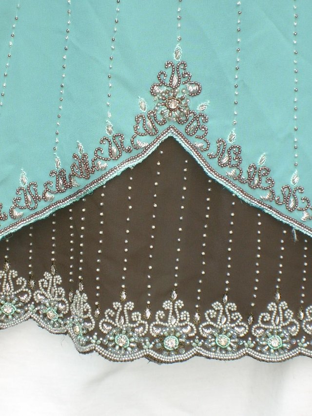 Image 3 of Layer Fronted Green Beaded Top - Size 10-12