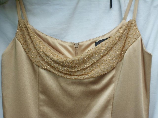 Image 2 of OCCASSIONS Gold Satin Evening Dress - Size 18
