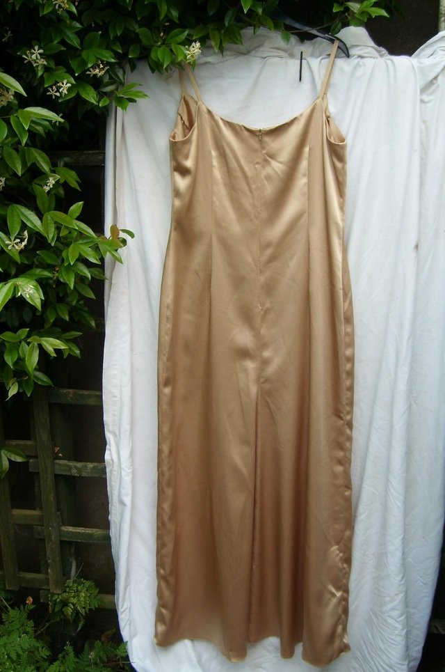 Image 3 of OCCASSIONS Gold Satin Evening Dress - Size 18