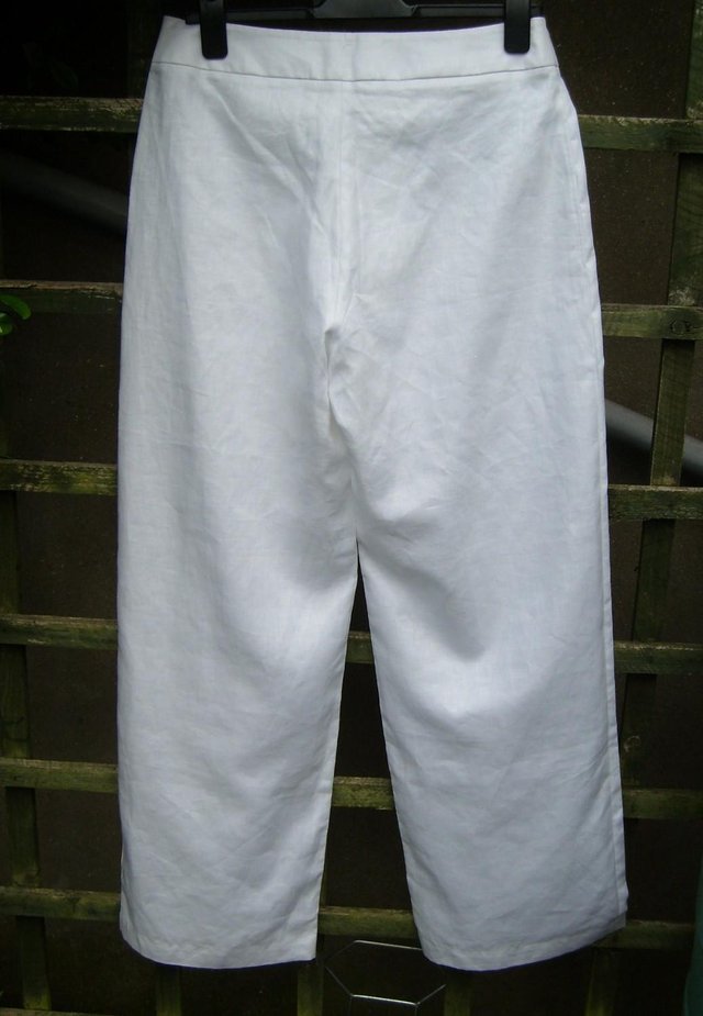 Image 3 of M&S Autograph White Linen Trousers - Size 16L - NEW