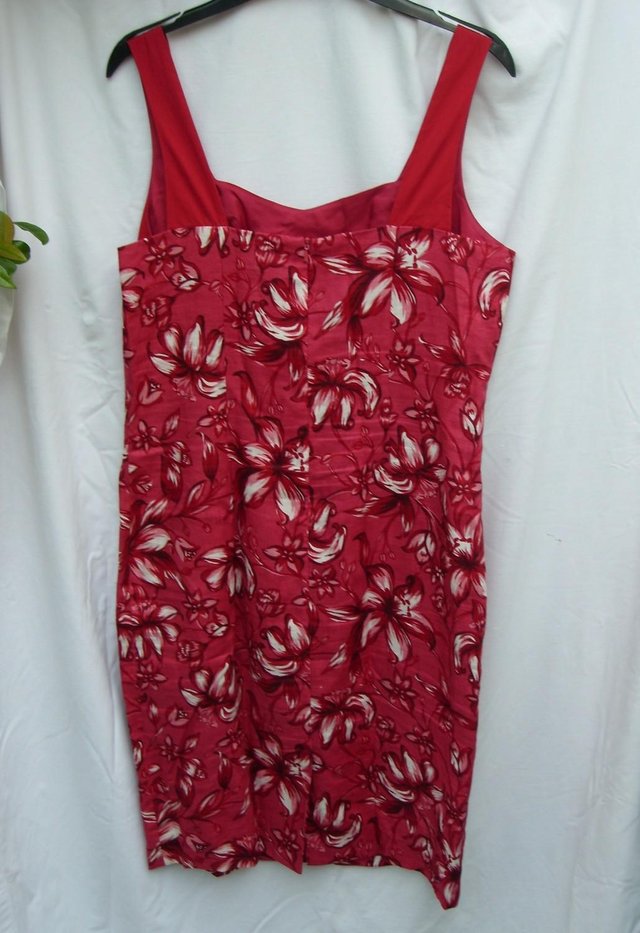 Image 2 of Minuet Red Printed Linen Dress – Size 12
