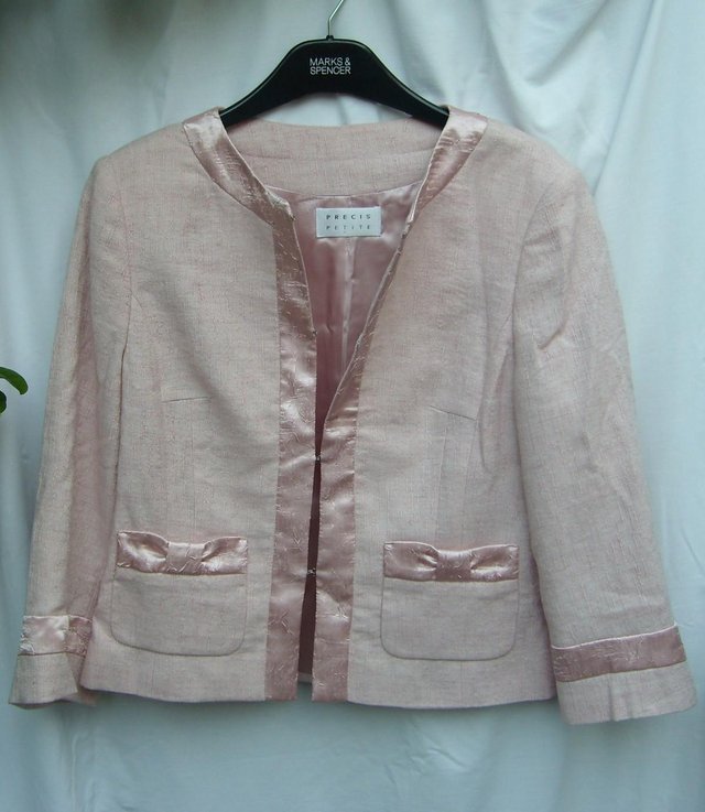 Preview of the first image of Cute Precis Petite Pink Jacket Top – Size 12.