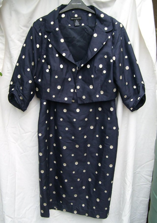 Preview of the first image of Spenser Jeremy Blue Silk Dress & Jacket Size 10.