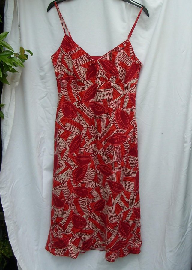 Preview of the first image of J. Taylor Orange/Red Linen Mix Dress Size 12.