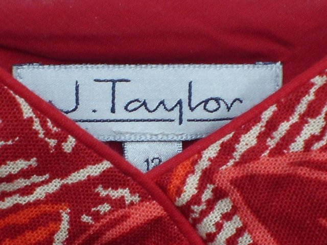 Image 2 of J. Taylor Orange/Red Linen Mix Dress Size 12