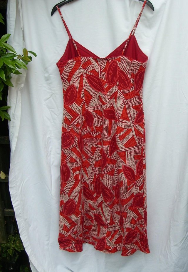Image 3 of J. Taylor Orange/Red Linen Mix Dress Size 12