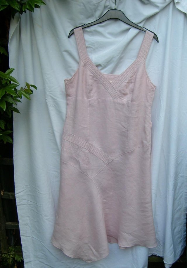 Preview of the first image of Pietro Filipe Salmon Linen Dress – Size 10.