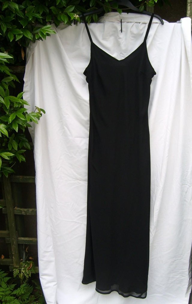 Preview of the first image of KALEIDOSCOPE Maxi Black Sheath Dress – Size 14.