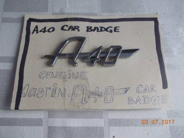 Preview of the first image of Austin A40 Badge, Vintage, original chrome part..