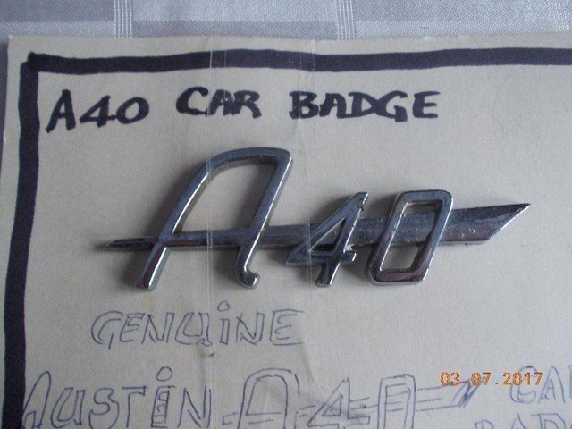 Image 2 of Austin A40 Badge, Vintage, original chrome part.