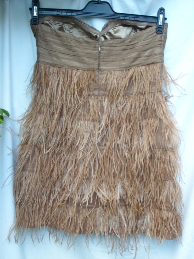 Image 3 of ZARA Strapless Feather Mini Dress – Size M (6) - NEW