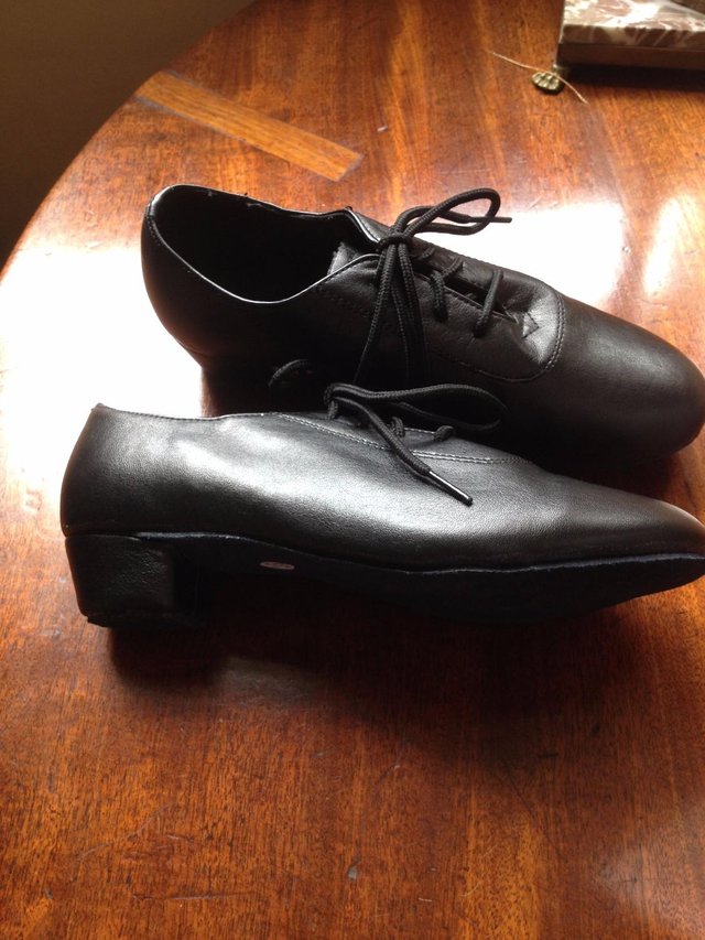 Preview of the first image of Latin ballroom black leatherette shoes size 37 NEW.