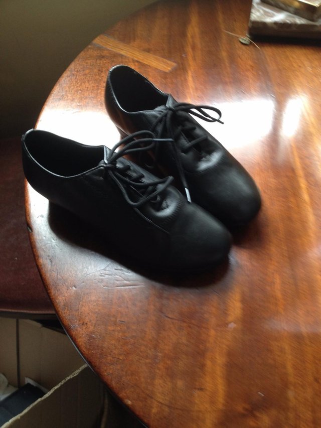 Image 2 of Latin ballroom black leatherette shoes size 37 NEW